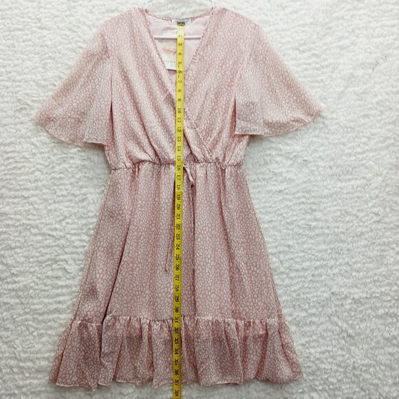 Dress Size L Pink Animal Fairy Coquette Soft Girl Romantic Whimsycore Faux Wrap - Picture 7 of 16
